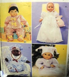 3899 MCCALLS SMALL -LG 8-16'' BABY DOLL CHRISTENING GOWN,  BOOTIES, CAP, ROMPER  PATTERN